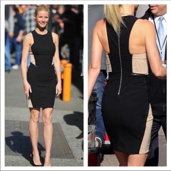 RAG & BONE Piper Leather Trim Mesh Panels Mini Sheath Dress Black and Tan Size 2 - Picture 9 of 16